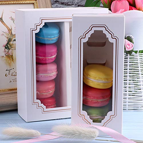 Macarons Box 10pcs / set Home Party Baking Accessories Regalo boda DIY Pastelería Decoración con ventana Soporte chocolate Biscuit Storage Cake Packaging Paperboard(S)