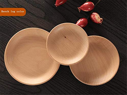 Madera Maciza Redondo Ligero Tazón De Servir,Vajilla,Tazón De Frutas,Estilo Japonés Ensalada Porción para Aperitivos Partes Niños,1pcs A 20cm (8 Pulgadas)