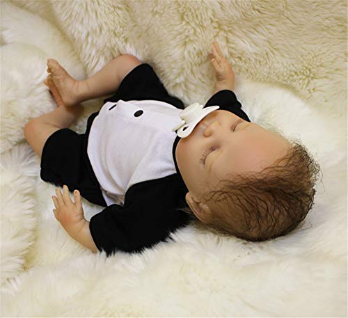 MAIHAO Muñecas Reborn Bebé Realista Vinilo Silicona Panda Coat Durmiendo Muñecos Reborn Baby Dolls Chico Niños Juguetes Conjunto 20 Pulgadas