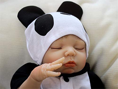 MAIHAO Muñecas Reborn Bebé Realista Vinilo Silicona Panda Coat Durmiendo Muñecos Reborn Baby Dolls Chico Niños Juguetes Conjunto 20 Pulgadas