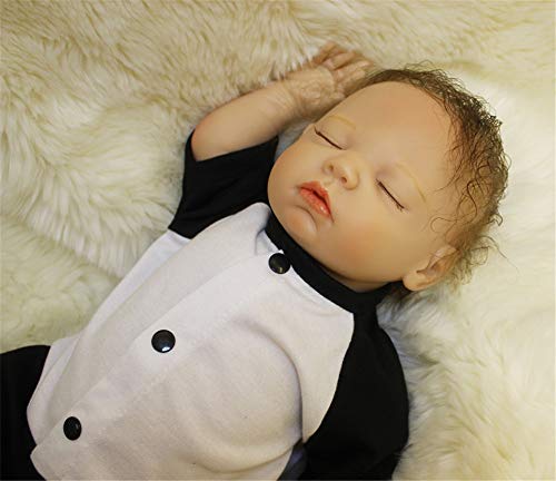 MAIHAO Muñecas Reborn Bebé Realista Vinilo Silicona Panda Coat Durmiendo Muñecos Reborn Baby Dolls Chico Niños Juguetes Conjunto 20 Pulgadas