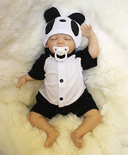 MAIHAO Muñecas Reborn Bebé Realista Vinilo Silicona Panda Coat Durmiendo Muñecos Reborn Baby Dolls Chico Niños Juguetes Conjunto 20 Pulgadas