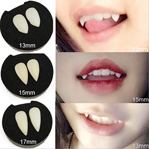 Mallalah 3PCS Dientes de Vampiros para Fiesta de Halloween Dentaduras White Vampire Teeth Fangs Tooth Caps Decoraciones de Halloween