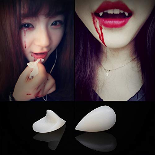 Mallalah 3PCS Dientes de Vampiros para Fiesta de Halloween Dentaduras White Vampire Teeth Fangs Tooth Caps Decoraciones de Halloween