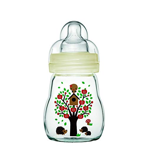 Mam - Botellas de vidrio, 170 ml, 0-6 meses Tipo de flujo 1, color: Blanco