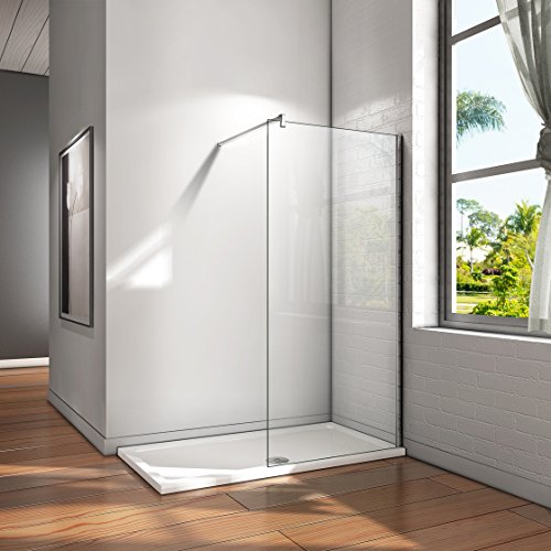 Mampara ducha Panel Pantalla Fija cristal 8mm templado para baño Barra 140cm (50x200cm)