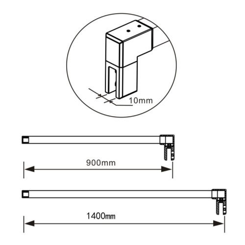 Mampara ducha Panel Pantalla Fija cristal 8mm templado para baño Barra 140cm (50x200cm)