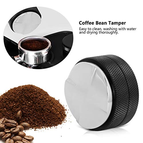 Manipulador de café Base Plana de Acero Inoxidable Agarre Ajustable Manija Distribuidor de café Herramienta niveladora de Distribuidor de café (Negro 58 mm)