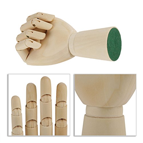 Mano de madera para maqueta de madera flexible para principiantes, profesionales y artistas 7" Rechte Hand