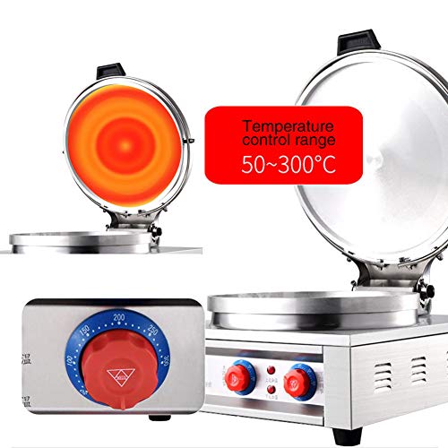 Máquina De Crepes Profesional Con 400 Mm De Diámetro Antiadherente Platesdeep Sartén, 2700 Vatios De Calentamiento 0-300 ° C Ajustable, Profesional Crepiere En Carcasa De Acero Inoxidable