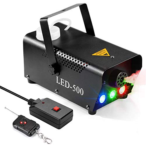 Máquina de niebla AGPtEK con mando a distancia inalámbrico y luz LED multicolor, 500 W, estable y portátil, apta para Halloween, Navidad, bodas y actuaciones, etc.