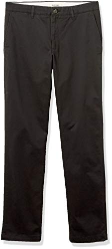 Marca Amazon – Goodthreads – «El pantalón chino perfecto»; pantalón chino de corte entallado, lavado, cómodo y elástico para hombre, Negro, 30W x 36L