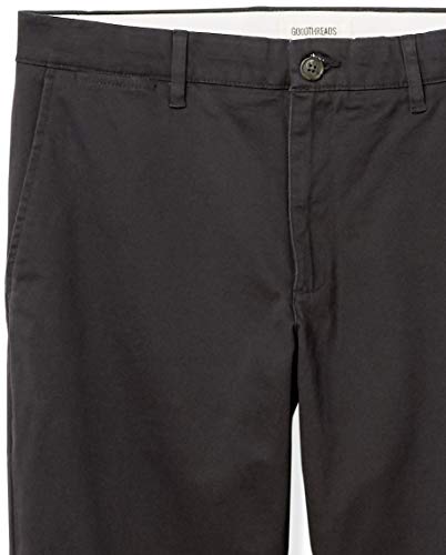 Marca Amazon – Goodthreads – «El pantalón chino perfecto»; pantalón chino de corte entallado, lavado, cómodo y elástico para hombre, Negro, 30W x 36L