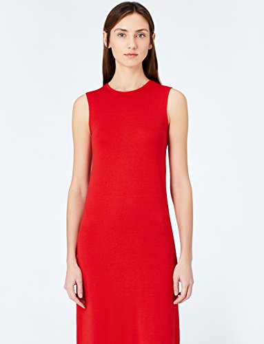 Marca Amazon - MERAKI Vestido Maxi Slim Fit de Algodón Mujer, Rojo (Red), 38, Label: S