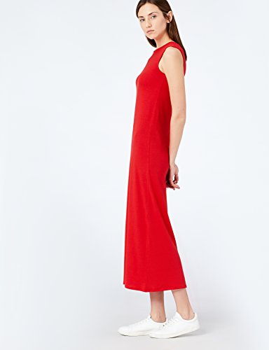 Marca Amazon - MERAKI Vestido Maxi Slim Fit de Algodón Mujer, Rojo (Red), 38, Label: S