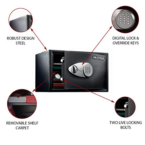 Master Lock X125ML Caja Fuerte de Seguridad [Combinación Digital] [Xlarge 33L] -X125ML-Para Montaje en Pared o Suelo