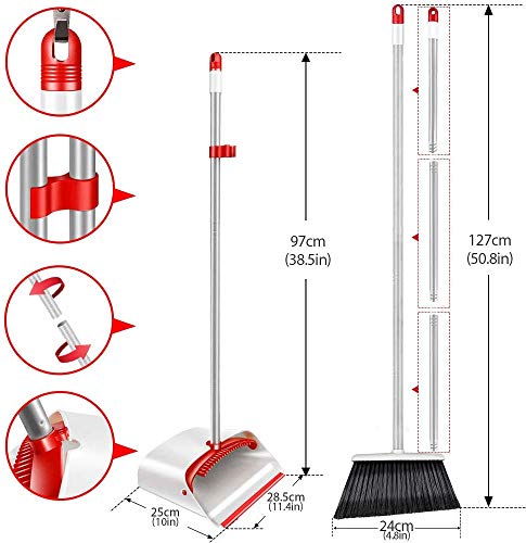 Masthome Juego de Escoba y Recogedor Vertical,Cepillo y Recogedor para Hogar,Oficina,Cocina