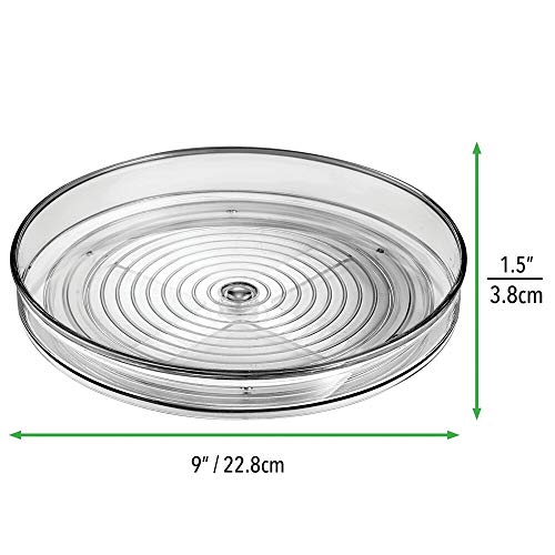 mDesign Especiero giratorio para cocina – Elegante estante para especias, condimentos, ingredientes de hornear o conservas – Bandeja giratoria redonda para aparador o armarios de cocina – gris claro