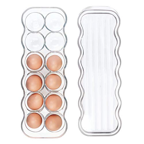 mDesign Huevera de plástico para la nevera – Envase para huevos con tapa con capacidad para 12 huevos – El complemento de cocina imprescindible – Color: transparente - Paquete de 2
