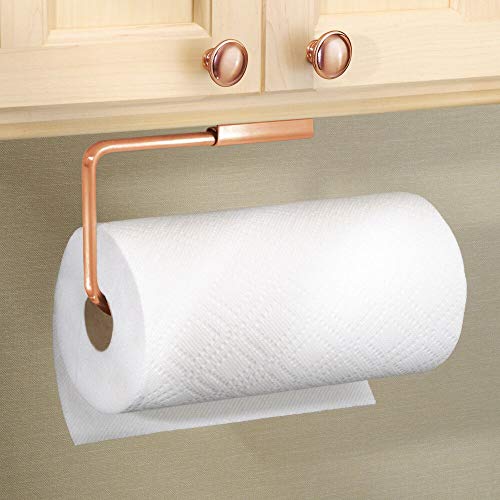 mDesign Juego de 2 portarrollos de cocina – Práctico y compacto soporte para papel de cocina – Portarrollos de pared o armarios de fácil montaje – color cobre