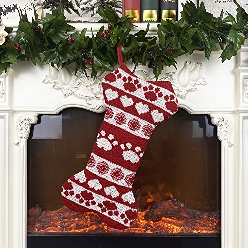 Medias Navideñas para Perros, 2 Piezas Calcetines Navideños Grandes con Diseño de Hueso de Perro, Calcetines Navideños Bolsas de Regalo para Colgar, Adornos Navideños para Chimenea, Árbol de Navidad