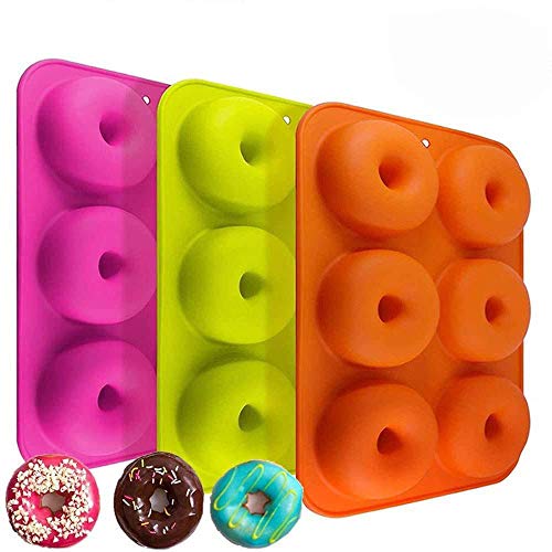 Meiso Moldes de silicona para galletas de galletas 3 unidades, 6 cavidades, antiadherentes resistentes al calor sin BPA molde de donut tazas para magdalenas y pasteles molde para galletas de galletas