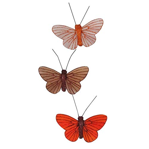 Mejores ventas – Imanes de plumas para cortinas, decoración de mariposas, color marrón, naranja, 3 mariposas