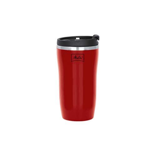 Melitta térmica 250ml Taza Isotérmica de 250 ml, Base Antideslizante, Antigoteo, Totalmente Hermético, Rojo, 0.25 litros, Plástico