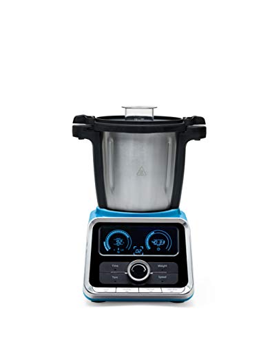 Mellerware Robot de Cocina Multifunción Tasty! Capacidad 2.5 L Temperatura hasta 120ºC. 12 velocidades + TURBO. Incluye Recetario +200 recetas, temporizador y balanza incorporados. Jarra Apta Lavavajillas. Color Azul.