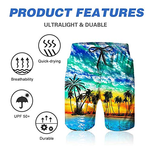 Men's Beach Pants Autumn Tree with Aged Old Bike and Fall Tree Quick Dry Casual Athletic Water Pants，Breathable Quick-Drying Swim Trunks Beach Shorts Board Shorts M