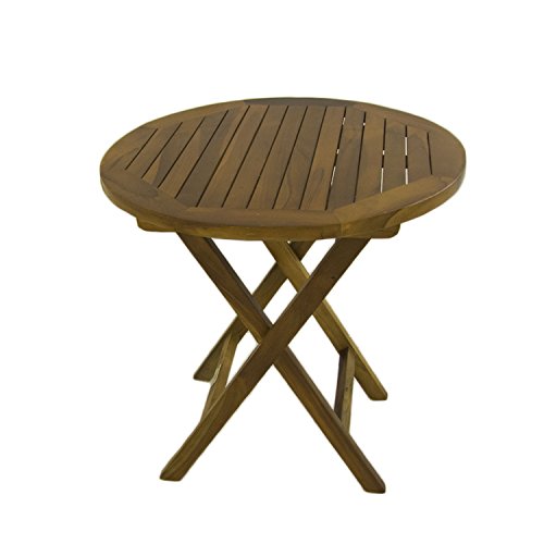 Mesa de jardín Auxiliar de Madera Teca | Redonda | Madera Teca Grado A | Tamaño: 50x50 cm | Tratamiento al Agua aplicado | Portes Gratis