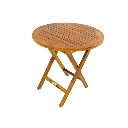 Mesa de jardín Auxiliar de Madera Teca | Redonda | Madera Teca Grado A | Tamaño: 50x50 cm | Tratamiento al Agua aplicado | Portes Gratis