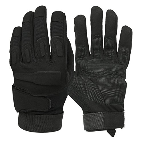 Mimicool Guantes al Aire Libre de los Hombres llenos del Dedo Guantes tácticos Militares patín de Desgaste contra Guantes Resistentes Ciclo de la Bicicleta de la Motocicleta (Black, XL)