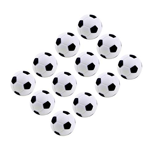 MINGZE 12 Piezas de fútbol de Mesa, Bolas de Repuesto para futbolín, Bolas de reemplazo de futbolín de Mesa de 36 mm, Juego de Bolas de fútbol de Mesa Blanco y Negro tamaño estándar