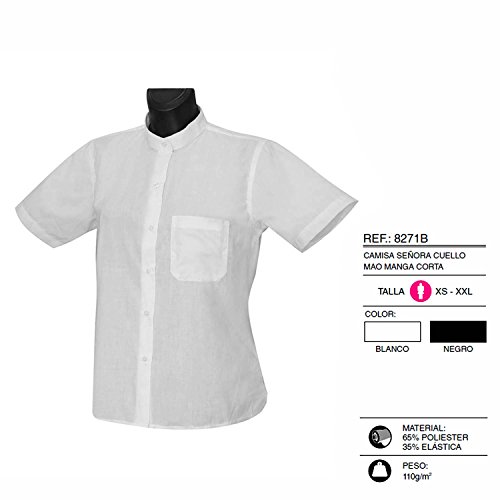 MISEMIYA - Camisa Cuello Mao Uniforme Camarera Mujer MESERO DEPENDIENTA Barman COCTELERA PROMOTRORAS Blusa - Ref.8271B - XX-Large, Blanco