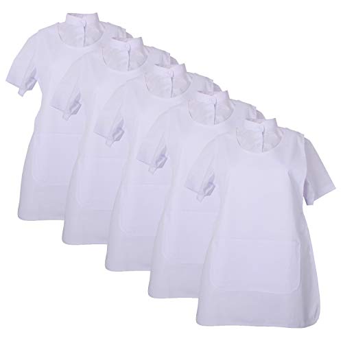 MISEMIYA - Pack*5 Pcs - Delantal Limpieza Uniforme Laboral CLINICA MÉDICOS Limpieza Veterinaria Sanitarios HOSTELERÍA- Ref.868 - XL, Blanco