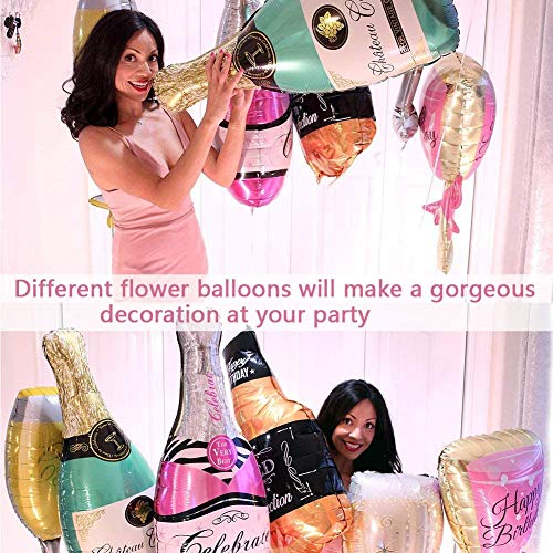 MissGood Globos Hawaianos Champagne Copa de Vino Cerveza Cerveza Whisky Cóctel Botella Foil Globos Verano Fiesta en la Playa Boda Cumpleaños Decoración Nupcial Suministro Paquete de 8