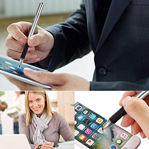 Mixoo Stylus 2 in 1 Lapiz Táctil Capacitivo con Puntas de 2 Repuesto Discos y 1  de Fibra para Pantallas Táctiles Apple Ipads, Ipad Mini, Teléfonos móviles, Smartphones y Tabletas-espacio gris