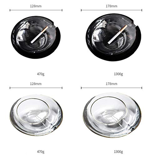 MJSM Cenicero Interior Vidrio Cristal Cenicero Cenicero Europea de la Personalidad Creativa de la Sala Oficina de la Cenicero cenicero Decorativo (Color : Black, Size : S)