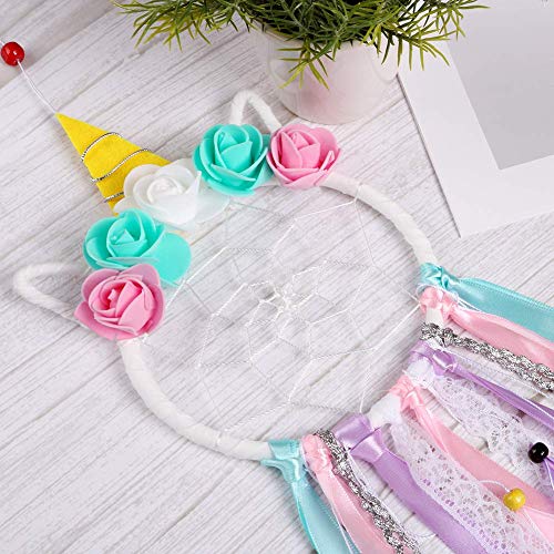 MMTX Unicornio Dream Catchers for Kids, Atrapasueños para Niños Atrapador de Sueños Hecho a Mano Flower Pink Dream Catcher para el Dormitorio de Las Niñas Colgante de Pared Decoración