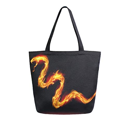 Mnsruu - Bolsa de Mano para Mujer, Reutilizable, diseño de Serpiente de Fuego, dragón, comestibles, para IR de Compras, IR al Aire Libre