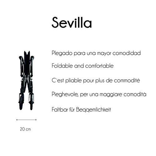 Mobiclinic, modelo S220, Silla de ruedas plegable premium, autopropulsable, ortopédica, para minusválidos, reposapiés y reposabrazos abatibles, color Negro, asiento 46 cm, ultraligera