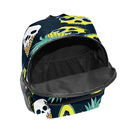 Mochila infantil para niños de 1 a 6 años de edad, mochila para niños y niñas, ideal para niños a guardería, helado, piña, aguacate, calavera, azul marino