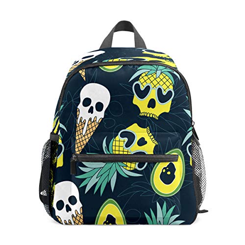 Mochila infantil para niños de 1 a 6 años de edad, mochila para niños y niñas, ideal para niños a guardería, helado, piña, aguacate, calavera, azul marino