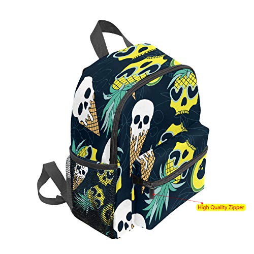 Mochila infantil para niños de 1 a 6 años de edad, mochila para niños y niñas, ideal para niños a guardería, helado, piña, aguacate, calavera, azul marino