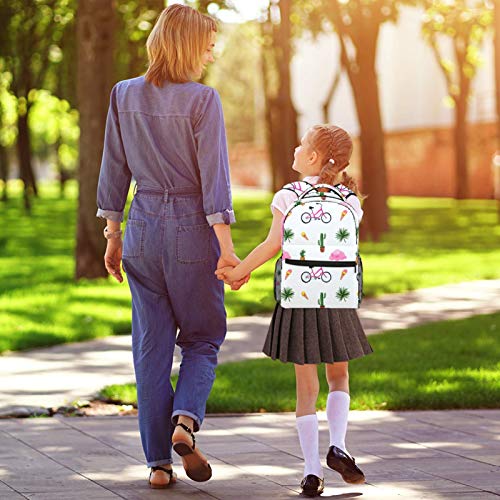 Mochila para niños con diseño de piña y helado con bolsillos laterales