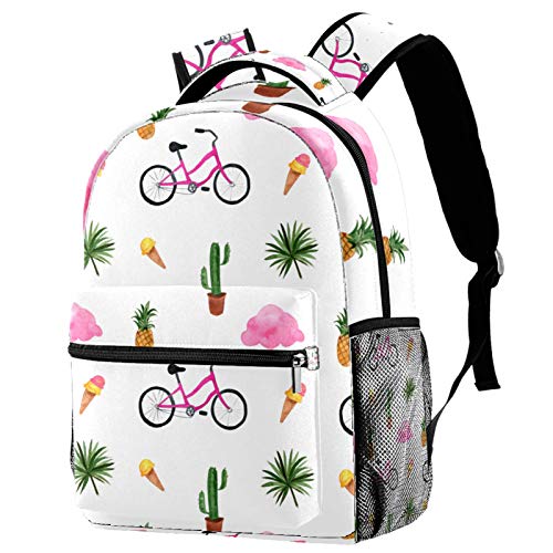 Mochila para niños con diseño de piña y helado con bolsillos laterales