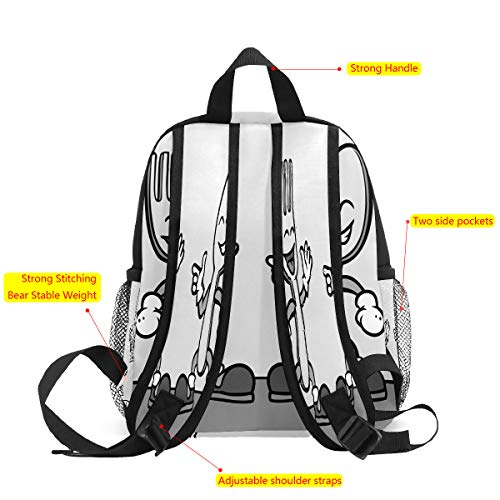 Mochila para niños preescolar, bolsa de escuela, para niños y niñas, ligera, para 1 a 6 años, mochila perfecta para niños pequeños a guardería cuchara y tenedor, dibujos animados