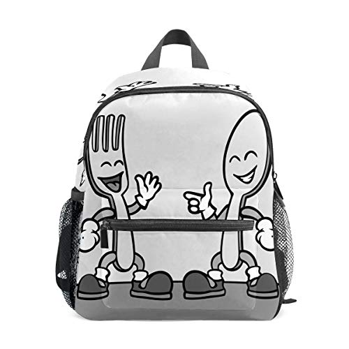 Mochila para niños preescolar, bolsa de escuela, para niños y niñas, ligera, para 1 a 6 años, mochila perfecta para niños pequeños a guardería cuchara y tenedor, dibujos animados