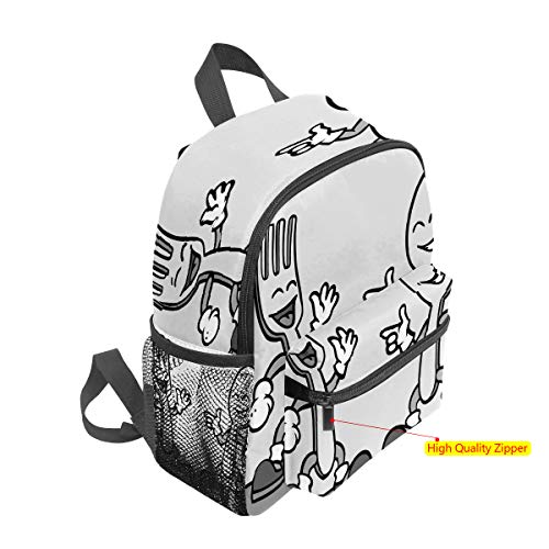 Mochila para niños preescolar, bolsa de escuela, para niños y niñas, ligera, para 1 a 6 años, mochila perfecta para niños pequeños a guardería cuchara y tenedor, dibujos animados